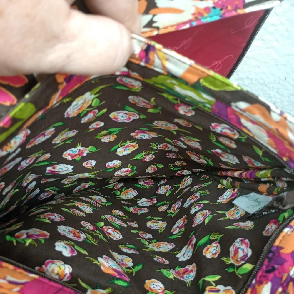 Vera Bradley Mocha Rouge Floral Quilted Laptop Tote Bag Checkpoint Friendly